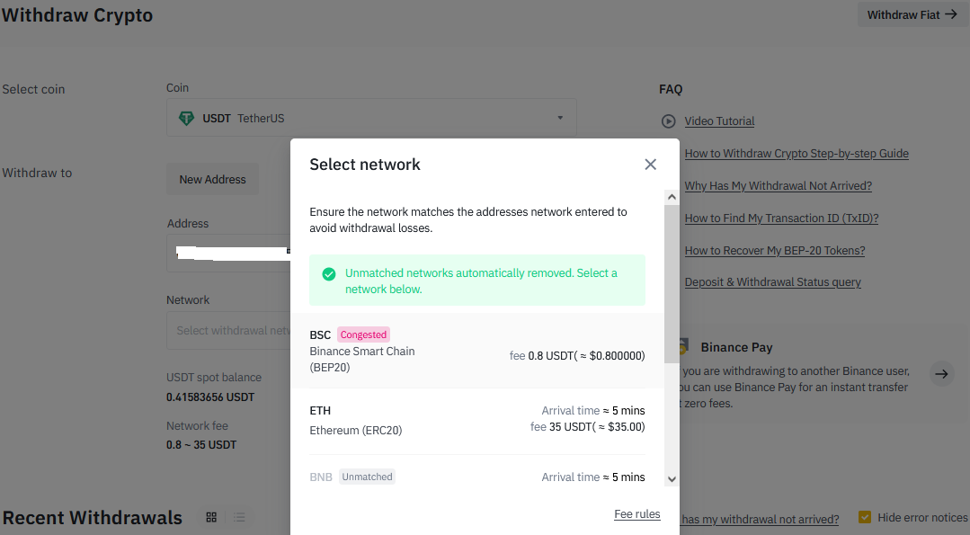 USDT работает и в
Ethereum и в Binance Chain